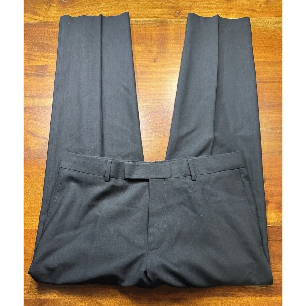 Hugo Boss Mens Flat Front Dress Pants Luxury Wool Business Suit Separates Sz 36